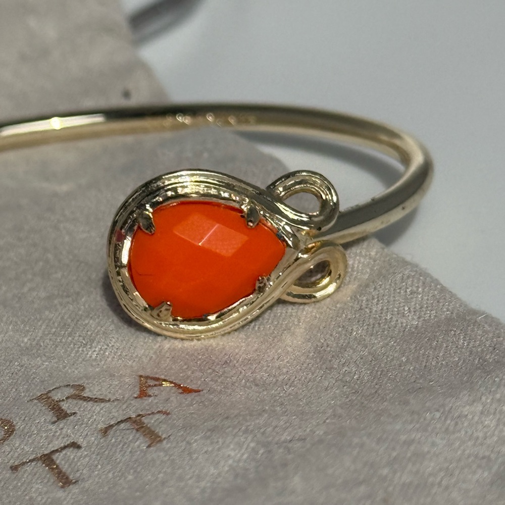 Kendra Scott Gold Open Cuff Bracelet with Bright Orange Stones - Picture 2 of 5